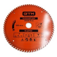 Круг відрізний GTM 254×30мм, 72 зуби, по дереву (SBW-25472)