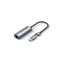 Перехідник USB-C + USB-A to RJ45 Ethernet 2500Mbps gray Vention (CFUHB)