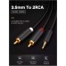 Кабель мультимедійний 3.5mm M to 2xRCA M 2.0m AV102 black Ugreen (10510)