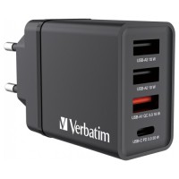 Зарядний пристрій Verbatim USB 30W PD3.0 4-ports black (49700)