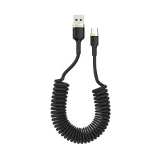 Дата кабель USB 2.0 AM to Type-C 1.0m spiral black ColorWay (CW-CBUC051-BK)