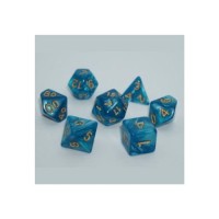 Набір кубиків для настільних ігор Games 7 Days Pearl 7 Dice Set - Light blue (w-gold) (g7dpearl15)