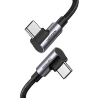 Дата кабель USB-C to USB-C 1.0m 100W (20V/5A) 90° corner braided black UGREEN (70696)