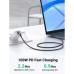 Дата кабель USB-C to USB-C 1.0m 100W (20V/5A) 90° corner braided black UGREEN (70696)
