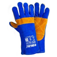 Захисні рукавички Sigma краги зварювальника р10.5, клас А, довжина 35см (синьо-жовті) (9449321)