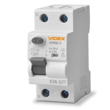 Автоматичний вимикач Videx RESIST АС 2п 30мА 10кА 63А (VF-RS10-DR2AC63)