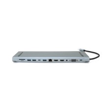 Концентратор Voltronic USB-C 12-in-1 USB-C + 2xUSB 2.0 + USB 3.0 + 2xHDMI + VGA + SD/TF + RJ45 + 3.5mm + PD 0.1m silver (YT-HTC12in1)