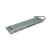 Концентратор Voltronic USB-C 12-in-1 USB-C + 2xUSB 2.0 + USB 3.0 + 2xHDMI + VGA + SD/TF + RJ45 + 3.5mm + PD 0.1m silver (YT-HTC12in1)