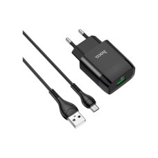Зарядний пристрій HOCO C72Q Glorious USB QC3.0 + cable USB to Micro 5P 18W Black (6931474732521)