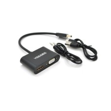 Перехідник HDMI M to VGA F + HDMI F 0.25m black VEGGIEG (YT-C-H-V500)