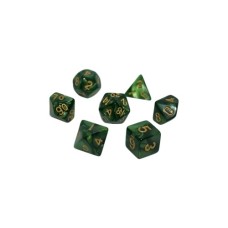 Набір кубиків для настільних ігор Games 7 Days Pearl 7 Dice Set - Dark Green (w-gold) (g7dpearl12)