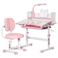 Парта зі стільцем ErgoKids Pink (+полка+лампа) (BD-24 PN)