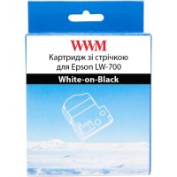 Стрічка для принтера етикеток WWM для Epson LW-700 24mm х 8m White-on-Black (WWM-SD24K)