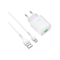 Зарядний пристрій HOCO C72Q Glorious USB QC3.0 + cable USB to Micro 5P 18W White (6931474732538)