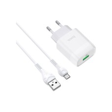 Зарядний пристрій HOCO C72Q Glorious USB QC3.0 + cable USB to Micro 5P 18W White (6931474732538)