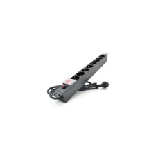Силовий блок 19" 8 розеток, кабель 1.8м, вимикач, алюм. корпус Pipo (PP8PDUBTGR)