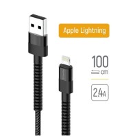 Дата кабель USB-A to Lightning 1.0m 2.4А black ColorWay (CW-CBUL063-BK)