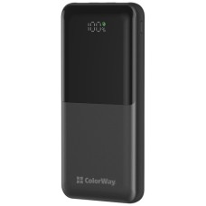 Батарея універсальна ColorWay 10 000 mAh PD/22.5W, QC/3.0, LCD, Black (CW-PB100LPB3BK-PDD)