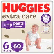 Підгузки Huggies Extra Care Розмір 6 (15-25кг) Pants Box 60 шт (5029053582429)