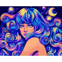Картина по номерам Santi Космічна дівчина 40*50 см неонові фарби (954518)