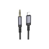 Кабель мультимедійний Lightning to 3.5mm M 1.0m BL24 metal grey BOROFONE (6941991118975)