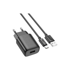 Зарядний пристрій HOCO C134A USB + cable USB to USB-C 2.4A black (6942007621359)