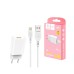Зарядний пристрій Denmen 1xUSB 2.4A + cable USB to Lightning white (DC01L-WH)