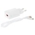 Зарядний пристрій Denmen 1xUSB 2.4A + cable USB to Lightning white (DC01L-WH)