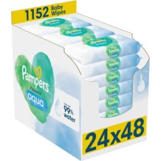 Дитячі вологі серветки Pampers Harmonie Aqua 24 пачки х 48 шт (8006540811276)