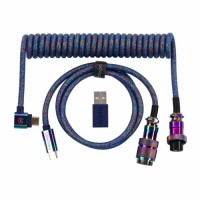 Дата кабель USB-C + USB A to USB-C 1.08m Premium Coiled Aviator blue Keychron (CAB8_KEYCHRON)