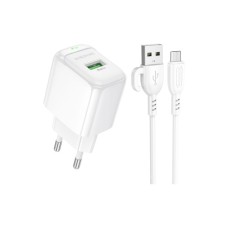 Зарядний пристрій BOROFONE BAS42A Potential USB QC3.0 + cable USB to Micro 5P White (6941991113796)