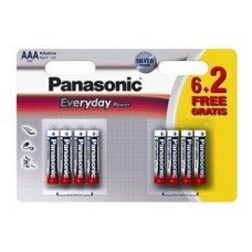 Батарейка Panasonic AAA LR03 Everyday Power * 8(6+2) (LR03REE/8B2F)