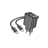 Зарядний пристрій HOCO CS23A USB-C PD30W + 1xUSB QC3.0 + cable USB-C to USB-C black (6942007609968)