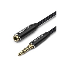 Кабель мультимедійний 3.5mm M to 3.5mm F 1.0m black Vention (BHBBF)