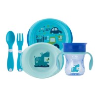 Набір дитячого посуду Chicco Meal Set 12 м+ Блакитний (16201.20)