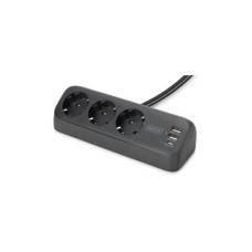Мережевий фільтр живлення Digitus 3 розетки, 2xUSB-A, 1xUSB-C,1.5м, Black (DA-70625)