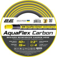 Шланг для поливу 2E AquaFlex Carbon 1/2", 10м, 4 шари, 20бар, -10+60°C (2E-GHE12GE10)