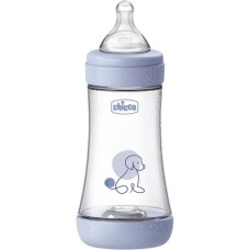 Пляшечка для годування Chicco Perfect 5 із силіконовою соскою 2+ місяців 240 мл Блакитна (20223.22.40)