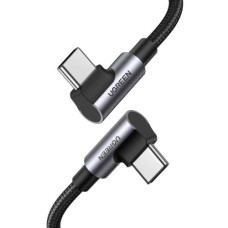 Дата кабель USB-C to USB-C 1.0m 100W (20V/5A) 90° corner braided black UGREEN (70696)
