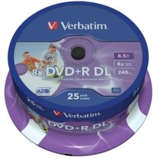 Диск DVD Verbatim 8.5Gb 8X CakeBox 25шт Printable (43667)