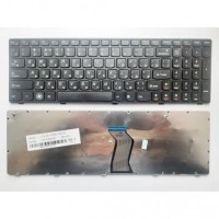 Клавіатура ноутбука Lenovo IdeaPad G570/G770/Z560 Series черная с черной рамкой RU (25-012632/25-12619/9Z.N5SSW.A0R/MP-0A/B5ASW/PK130E43A13)