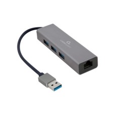 Концентратор USB-A to Gigabit Ethernet, 3 Ports USB 3.1 Gen1 Cablexpert (A-AMU3-LAN-01)