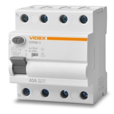 Автоматичний вимикач Videx RESIST АС 4п 30мА 10кА 40А (VF-RS10-DR4AC40)