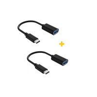 Дата кабель OTG USB 2.0 AF to USB-C 0.11m 2PCS black XoKo (XK-AC230-BK2)