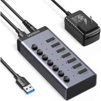 Концентратор Ugreen USB 3.0 to 7xUSB 3.0 with power supply CM481 gray (90307)