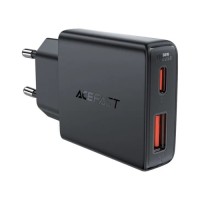 Зарядний пристрій Acefast 2xUSB 30W (USB-C+USB-A) Gan A69 ultra-thin Fast Charger Black (6974316282709)