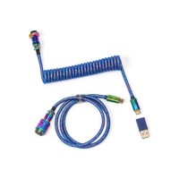 Дата кабель USB 2.0 AM to USB-C 1.08m Premium Coiled Aviator Straight rainbow plated blue Keychron (CAB6_KEYCHRON)