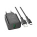 Зарядний пристрій BOROFONE BA72A Spring USB QC3.0 + cable USB to USB-C 18W Black (6974443388589)