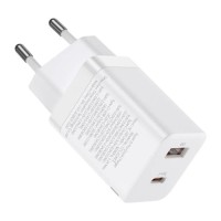 Зарядний пристрій Baseus 1xUSB-C 30W + 1xUSB white (CCSUPP-E02)