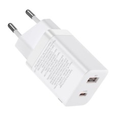 Зарядний пристрій Baseus 1xUSB-C 30W + 1xUSB white (CCSUPP-E02)